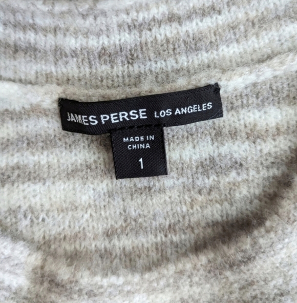 James Perse Reverse Wool Blend Striped Sweater - Minimalist Soft Ombre Knit - 1 - Picture 8 of 10
